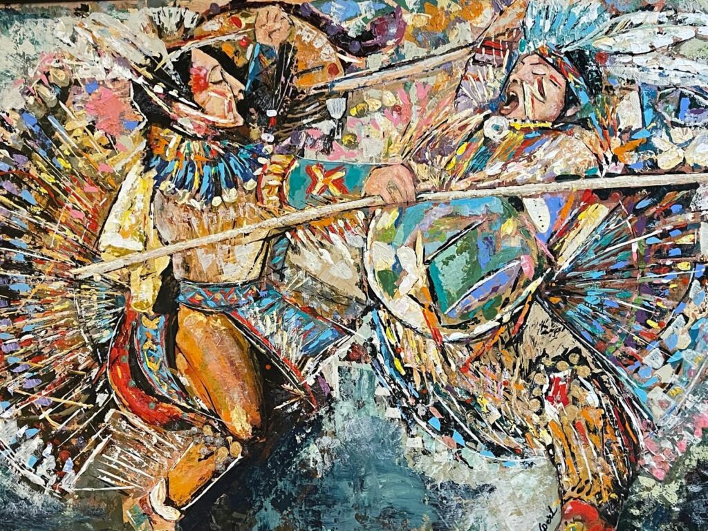 168A, Indians Dancing, Acrylic Dimensions: W 41" x H 29" Collection: Available