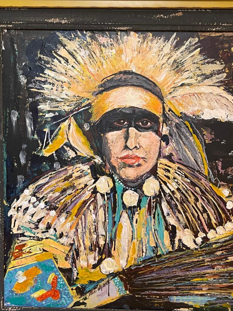 167A, Indian Chief with Shadowed Eyes, Acrylic Dimensions: W 29 1/4" x H 30 1/4" Collection: Available