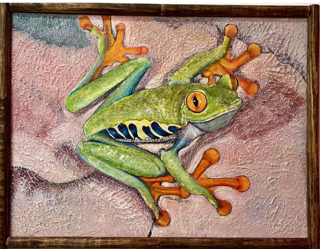 166A, Frog, Acrylic Dimensions: 23.6" x 17.7" Collection: Private