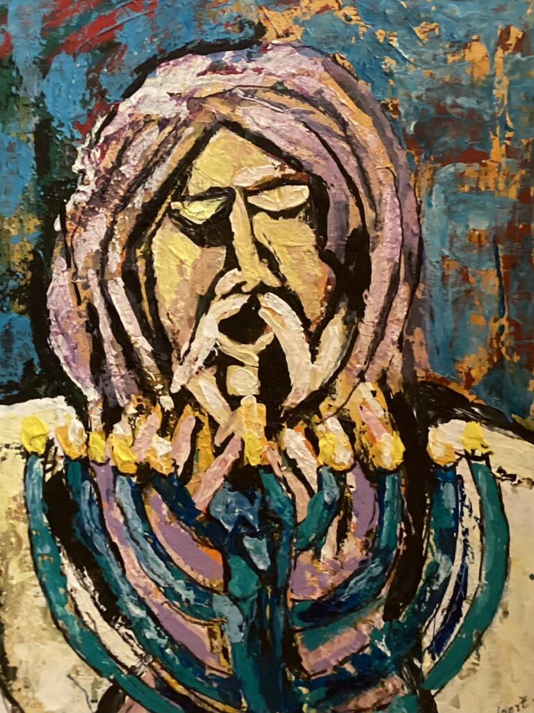 117A, Man with Menorah, Acrylic Dimensions: W 20" x H 24" Collection: Available