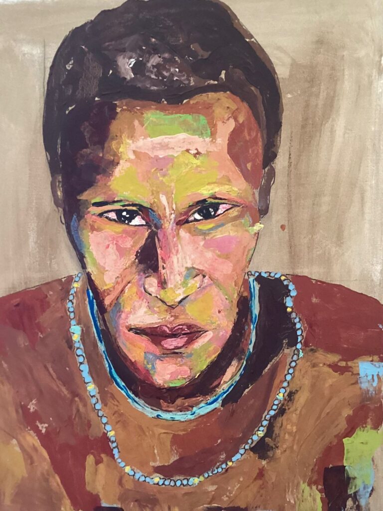 120A, Male Warrior, Acrylic Dimensions: W 18" x H 24" Collection: Available