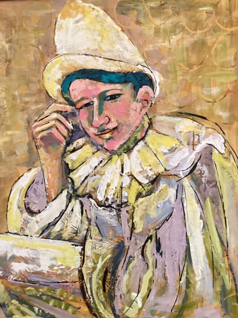 122A, Clown in Shades of Yellow, Acrylic Dimensions: W 29 1/2" x H 36" Collection: Available