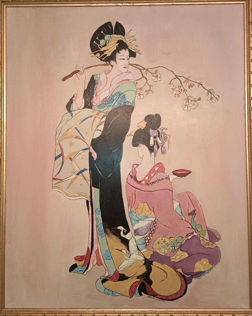 183A, Two Geisha's with one Tree Branch, Acrylic Dimensions: W 24" x H 30" Collection: Private