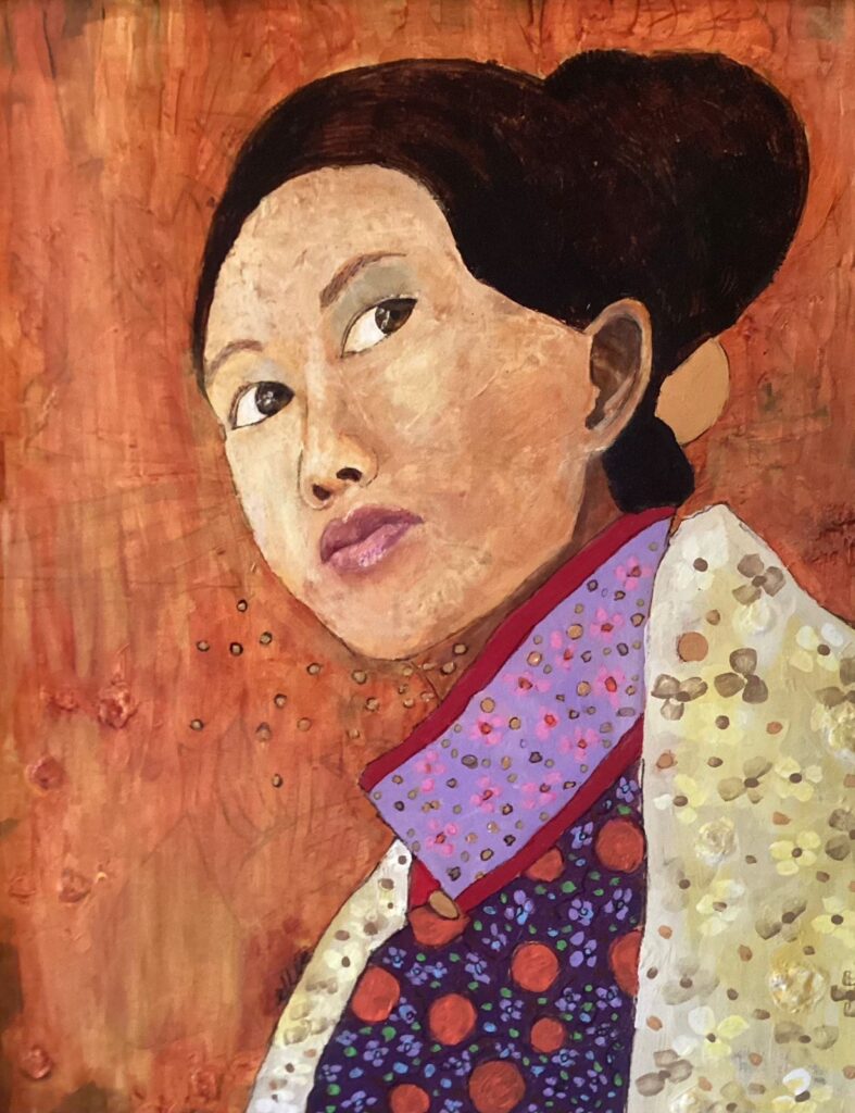 119A, Asian Woman with Hair Bun, Acrylic Dimensions: W 20 1/4" x H 24 1/4" Collection: Available