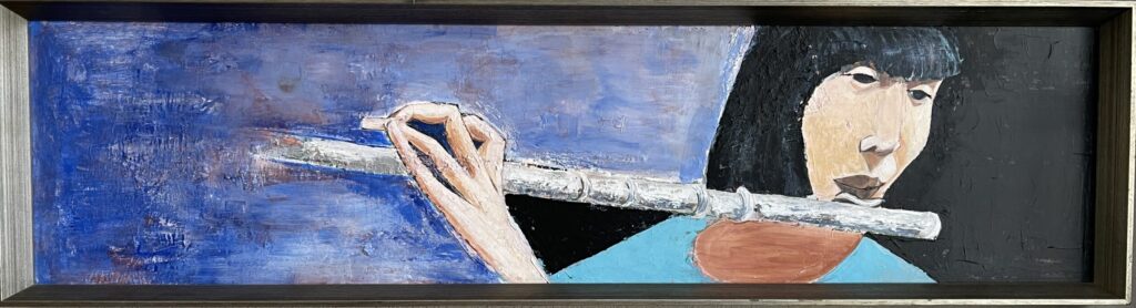 102A, Flute Player, Acrylic Dimensions: W 49 1/4" x H 13 1/4" Collection: Available