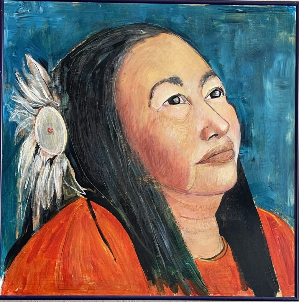 170A, Indian woman Looking Up, Acrylic Dimensions: W 24" x H 24" Collection: Available