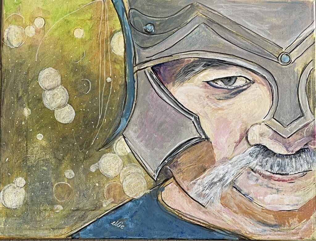 172A, Soldier with Nose Guard, Acrylic Dimensions: W 18" x H 14" Collection: Available
