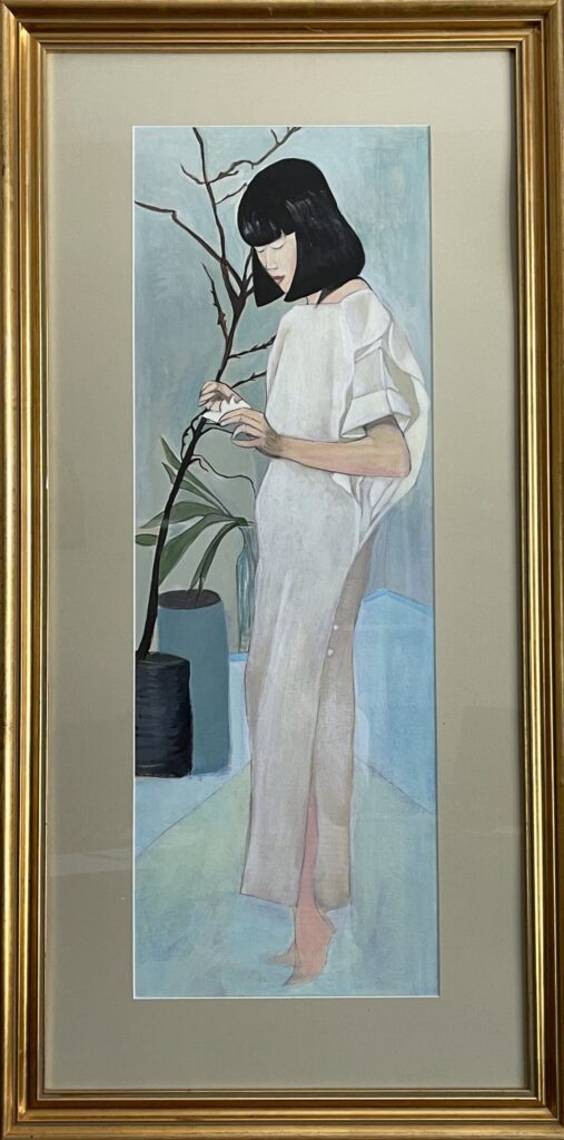 114P, Asian Figure in Thought, Pastel Dimensions: W 18 1/2" x H 37" Collection: Available