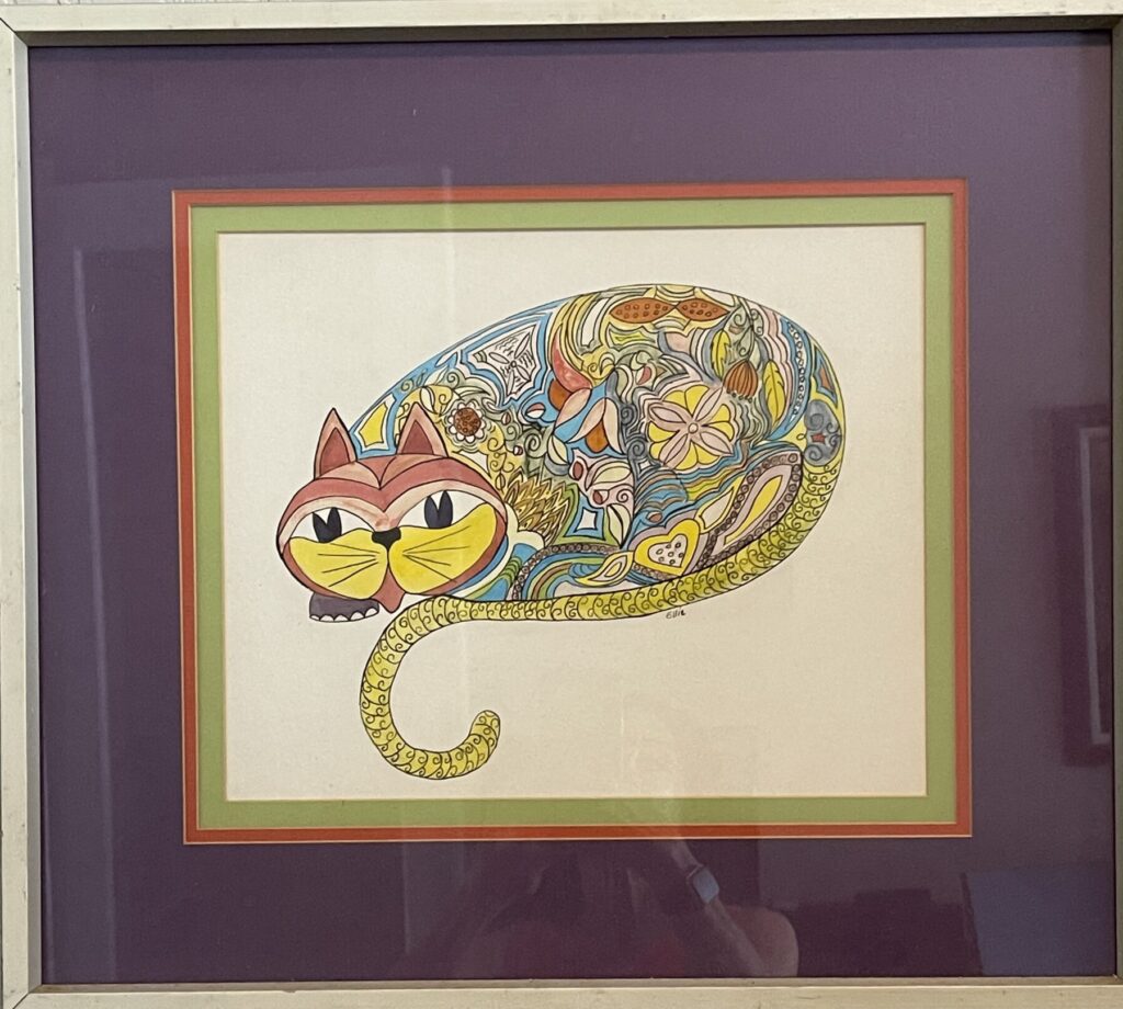 181W, Cat on White, Watercolor Dimensions: W 21" x H 18 1/2" Collection: Available