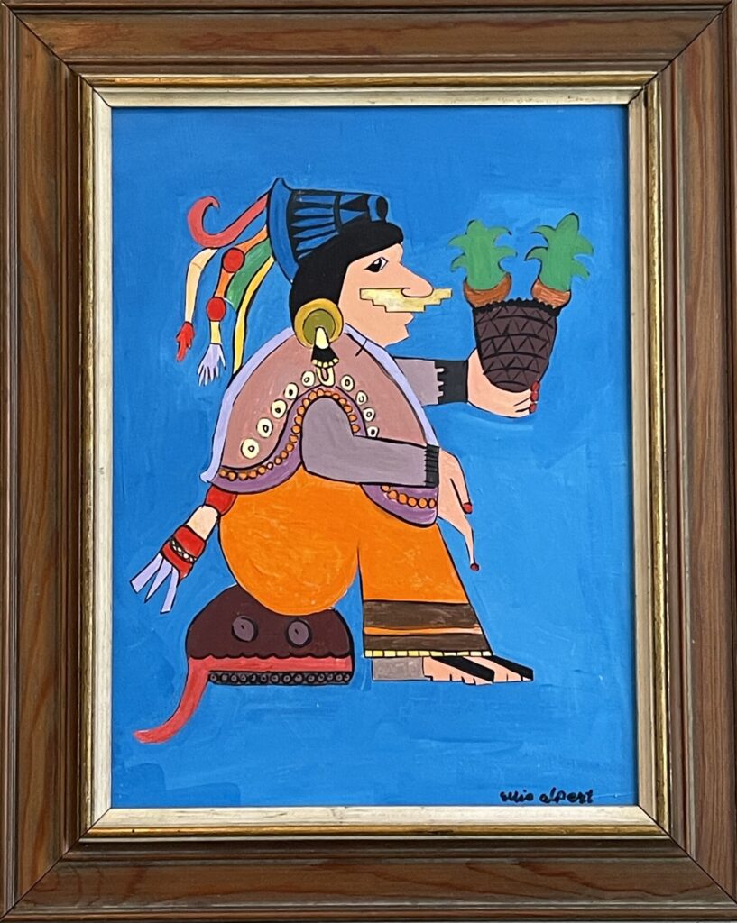 141A, Native Man Offering Cactus, Acrylic Dimensions: W 16 1/4" x H 20 1/4" Collection: Available
