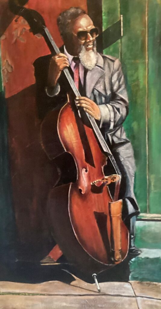 115A, Jazz Bassist, Acrylic Dimensions: W 24 1/2" x H 44 1/2" Collection: Available