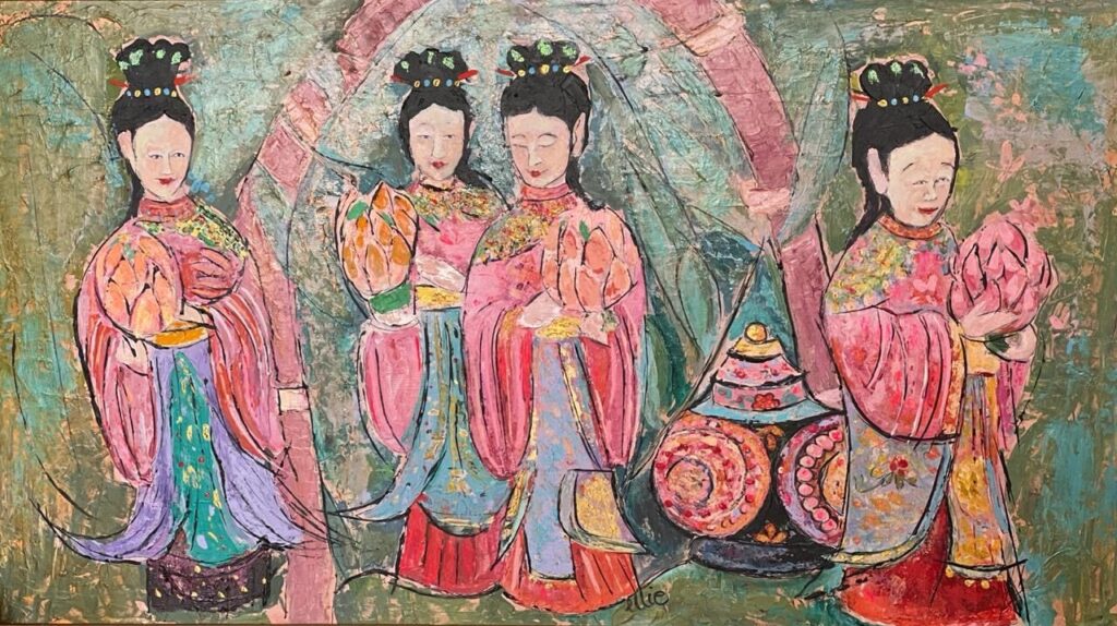 149A, Four Ladies in Kimono's, Acrylic Dimensions: Don't have measurements Collection: Available
