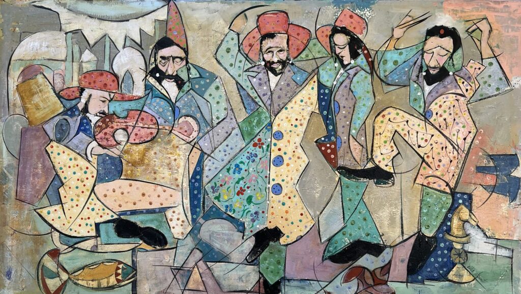 212A, Dancing Men, Acrylic Dimensions: W 72" x H 43" Collection: Private